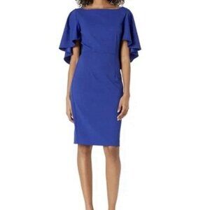 Trina Turk NWT Midnight Navy Cape Sleeve Sheath Dress Elegant Stretch Size 4